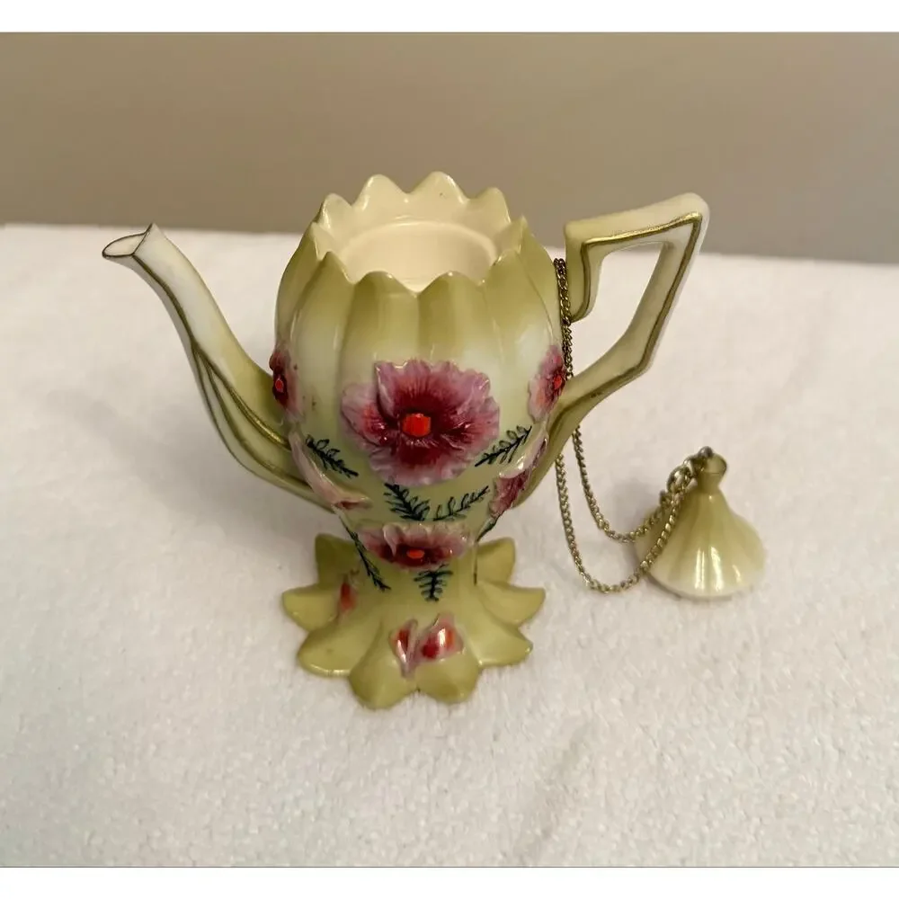 Vintage German Nini Decorative Scalloped Miniature Teapot. Hand painted.